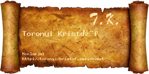 Toronyi Kristóf névjegykártya
