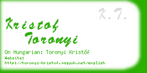 kristof toronyi business card